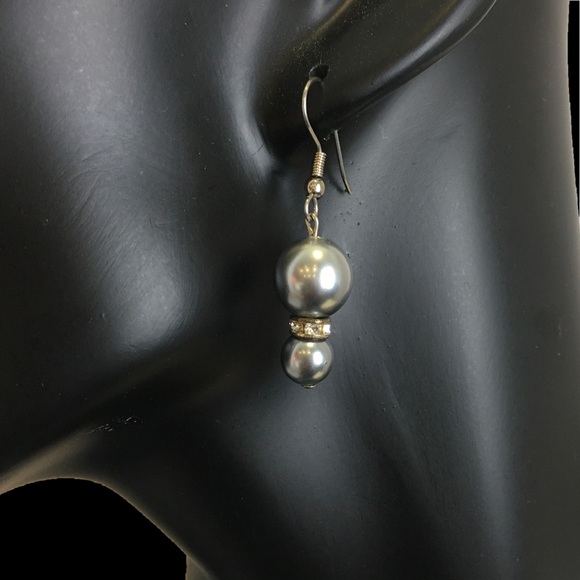 Genuine Swarovski Pearl and Crystal Rhinestone Rondelle Necklace Earring Set - Picture 6 of 8